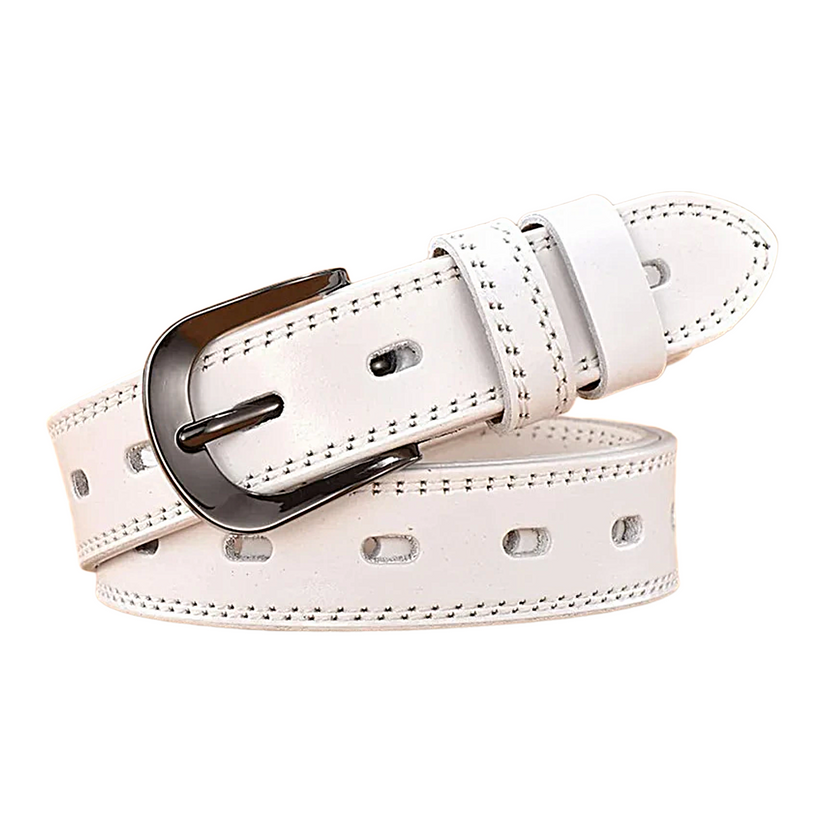 Womens Genuine Leather Belt Slim Casual Jeans Dress Belt 28mm Black Br - QHA UK