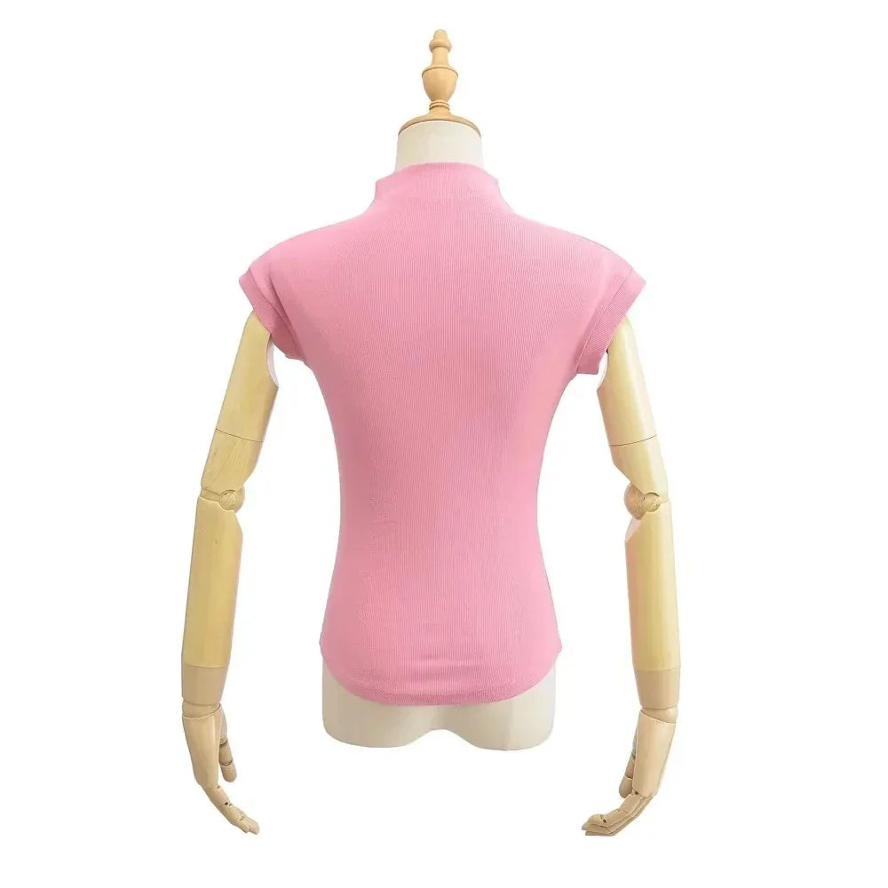 Womens Sleeveless Turtleneck Top Slim Fit Stretch Summer Basic Tee - QHA UK