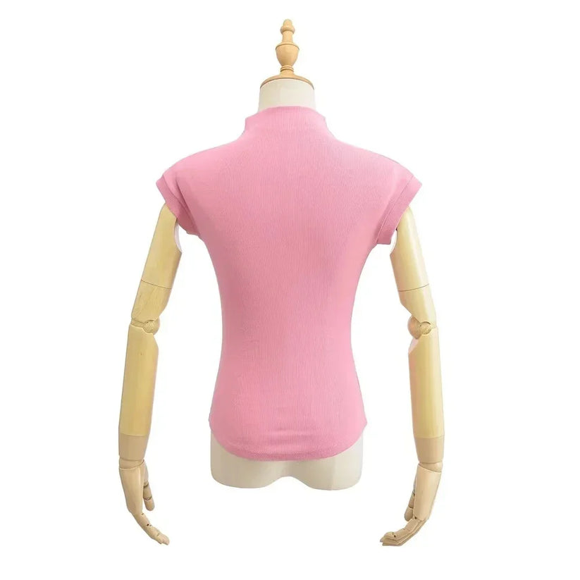 Womens Sleeveless Turtleneck Top Slim Fit Stretch Summer Basic Tee - QHA UK