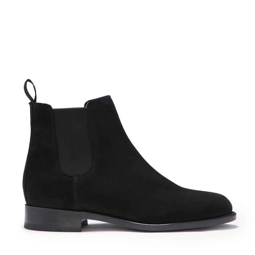 Hugs & Co Womens Black Suede Chelsea Boots Welted Leather EU 36-42 - QHA UK