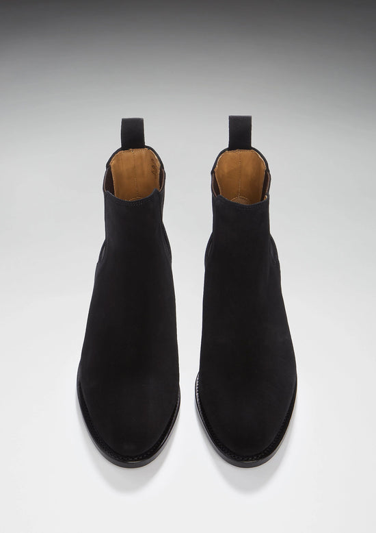 Hugs & Co Womens Black Suede Chelsea Boots Welted Leather EU 36-42 - QHA UK
