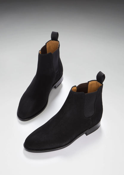 Hugs & Co Womens Black Suede Chelsea Boots Welted Leather EU 36-42 - QHA UK