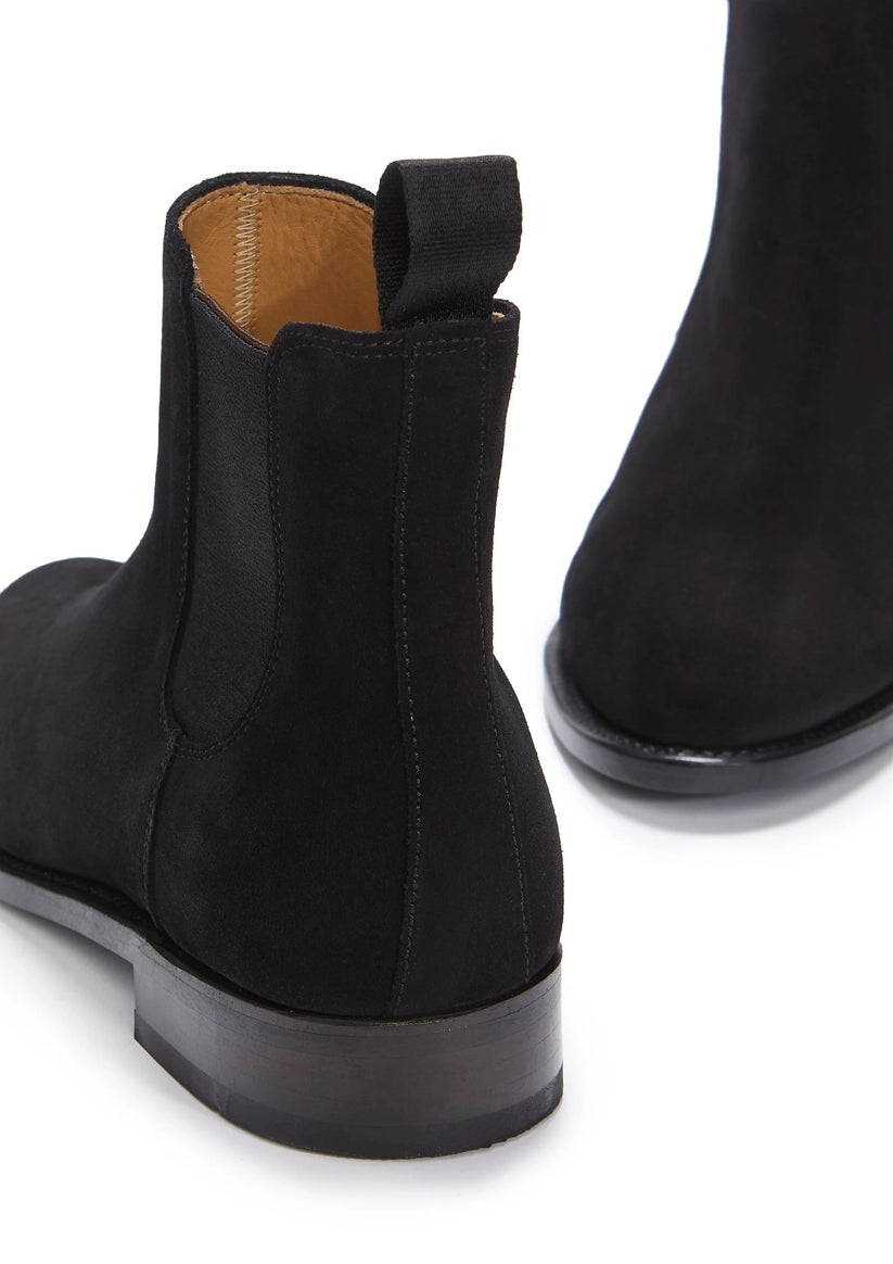 Hugs & Co Womens Black Suede Chelsea Boots Welted Leather EU 36-42 - QHA UK