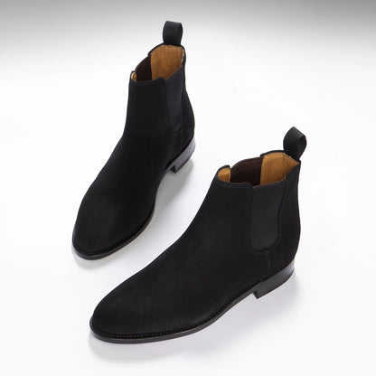 Hugs & Co Womens Black Suede Chelsea Boots Welted Leather EU 36-42 - QHA UK