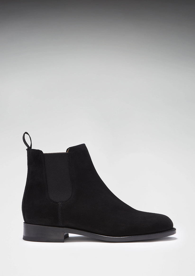 Hugs & Co Womens Black Suede Chelsea Boots Welted Leather EU 36-42 - QHA UK