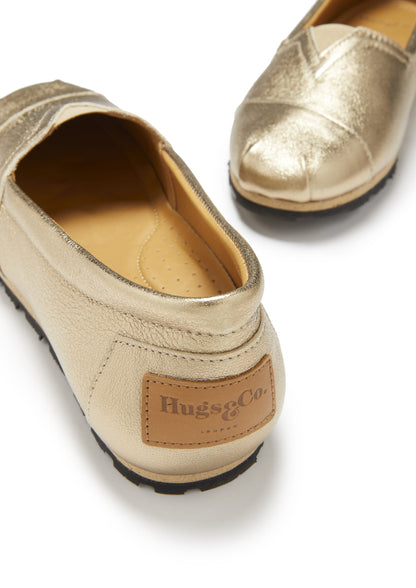Hugs & Co Womens Chukka Espadrilles Gold Leather EU 36-42 - QHA UK