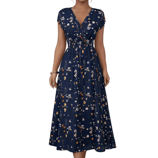 Women's Floral Maxi Dress | V-Neck Boho Summer Holiday Dress - QHA UK