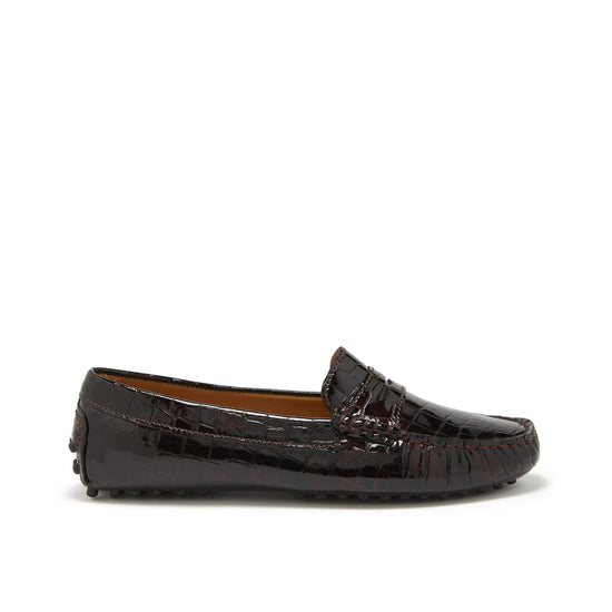 Hugs & Co Womens Penny Driving Loafers Brown Croc Print EU 36-42 - QHA UK