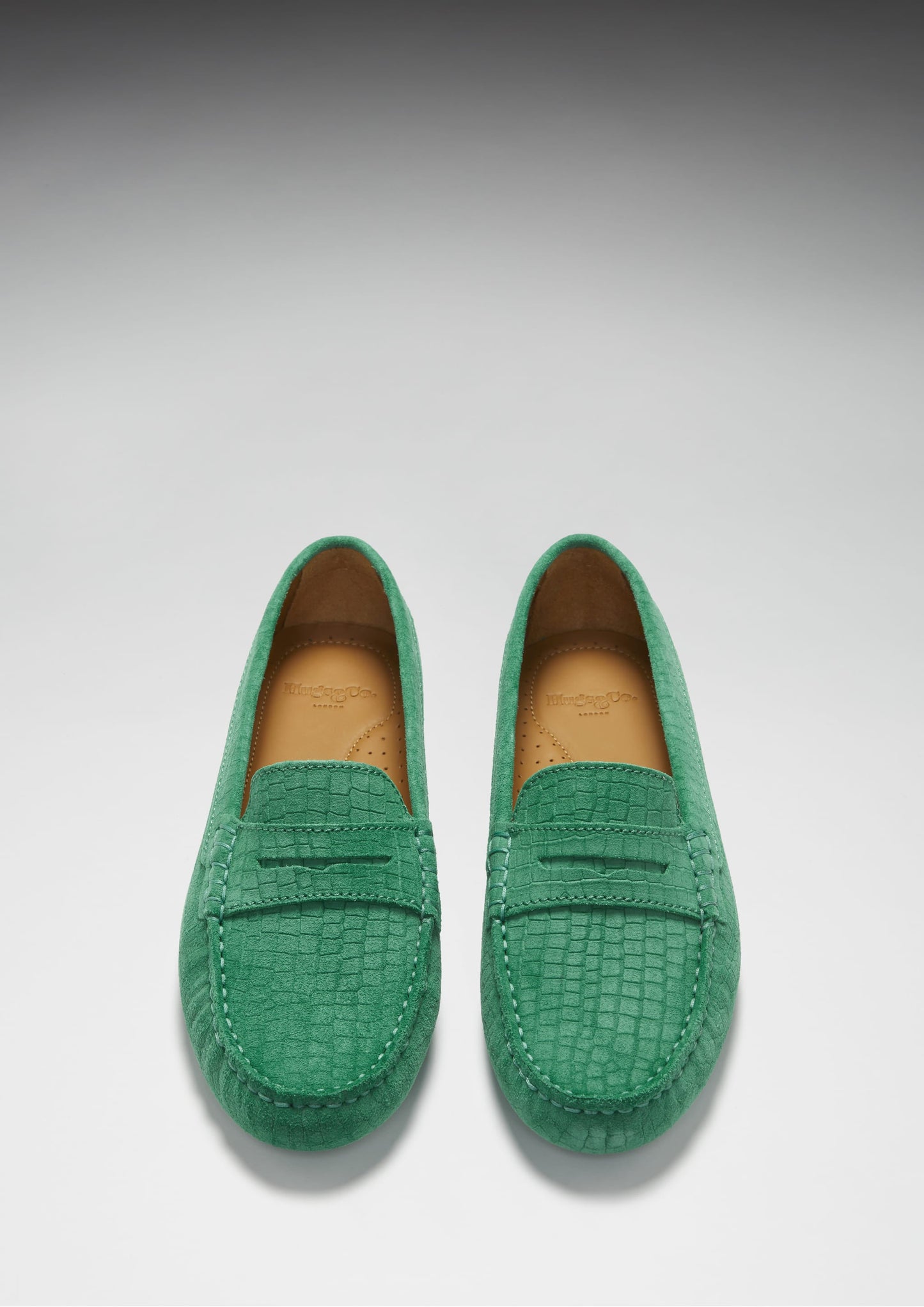 Hugs & Co Womens Penny Driving Loafers Emerald Embossed EU 36-42 - QHA UK