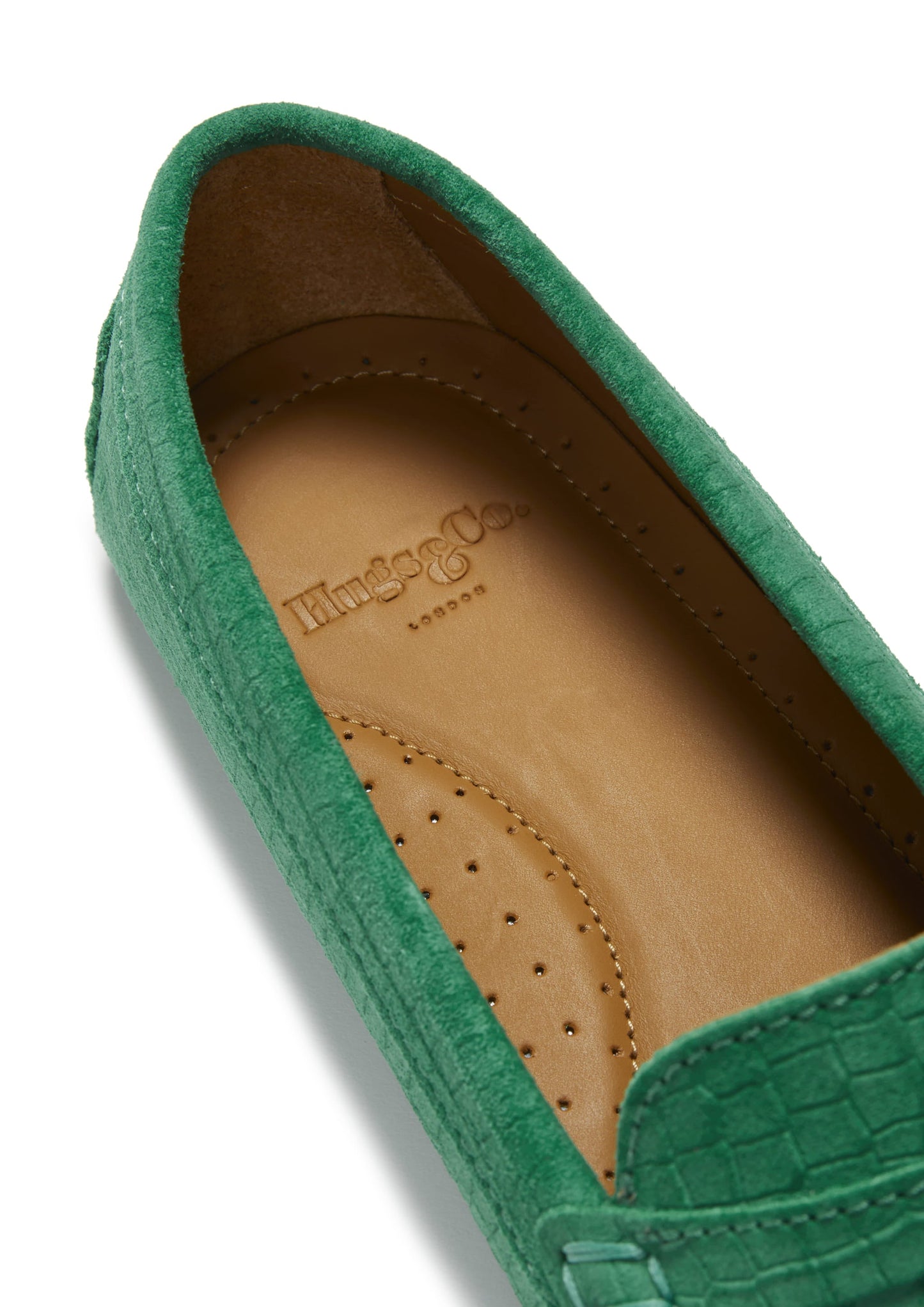 Hugs & Co Womens Penny Driving Loafers Emerald Embossed EU 36-42 - QHA UK
