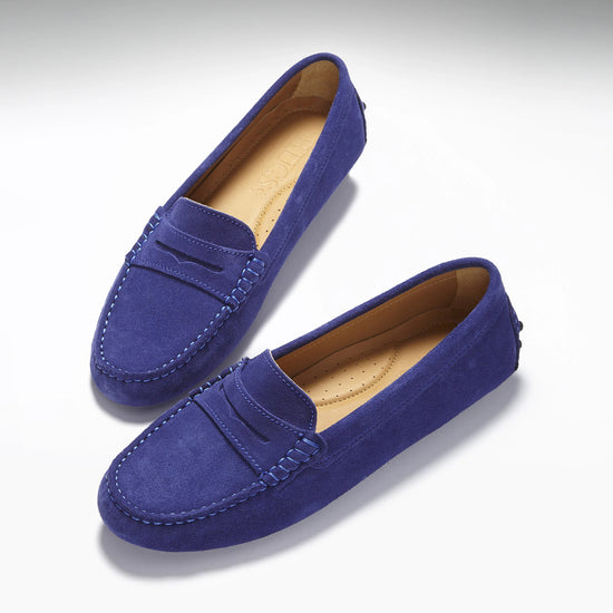 Hugs & Co Womens Penny Driving Loafers Ink Blue Suede EU 36-42 - QHA UK