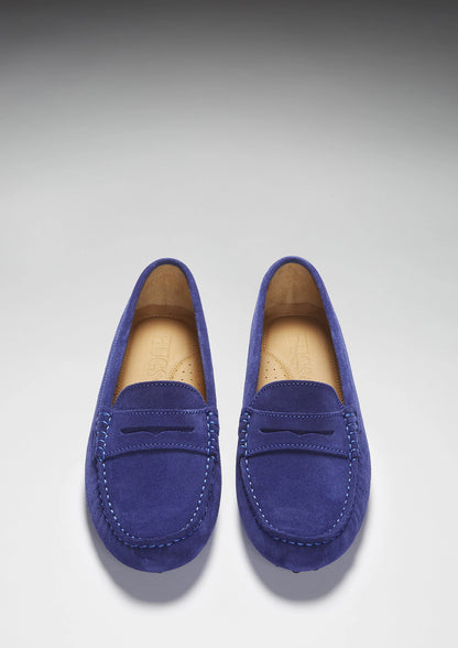 Hugs & Co Womens Penny Driving Loafers Ink Blue Suede EU 36-42 - QHA UK
