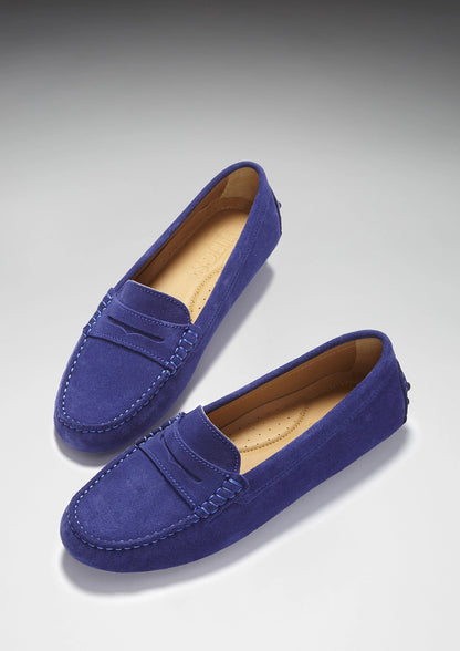 Hugs & Co Womens Penny Driving Loafers Ink Blue Suede EU 36-42 - QHA UK
