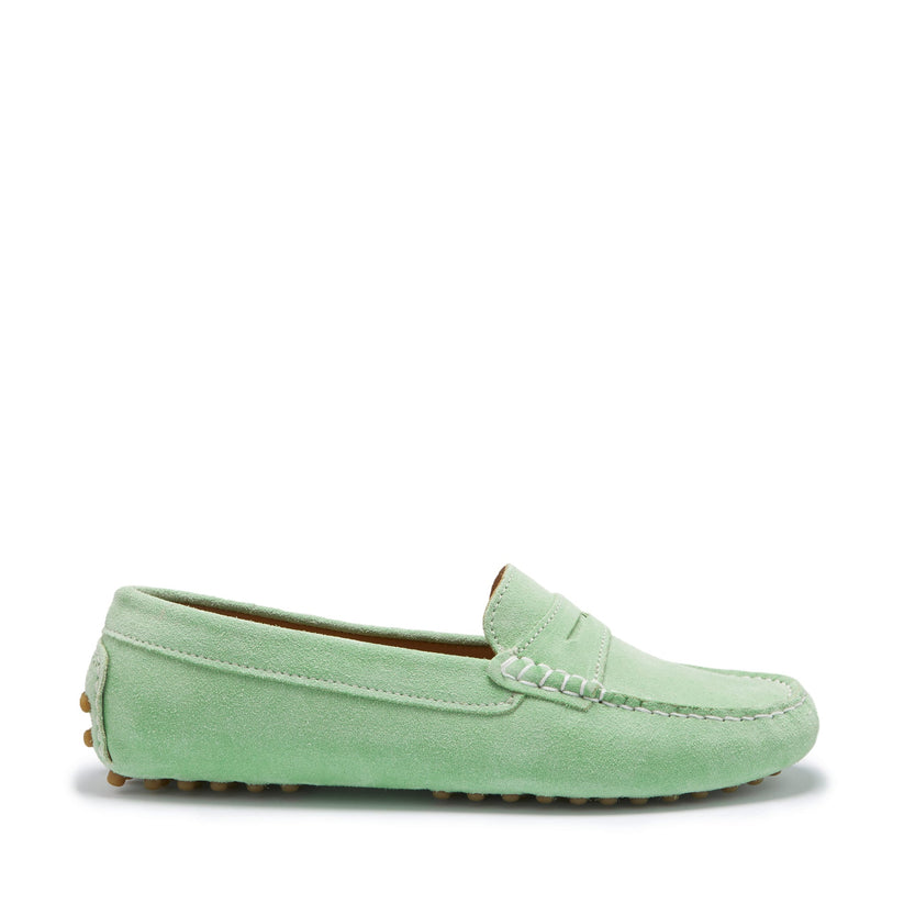 Hugs & Co Womens Penny Driving Loafers Lagoon Green Suede EU 36-42 - QHA UK