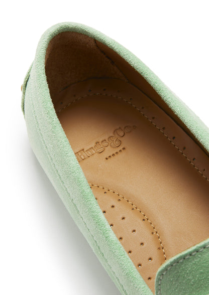 Hugs & Co Womens Penny Driving Loafers Lagoon Green Suede EU 36-42 - QHA UK