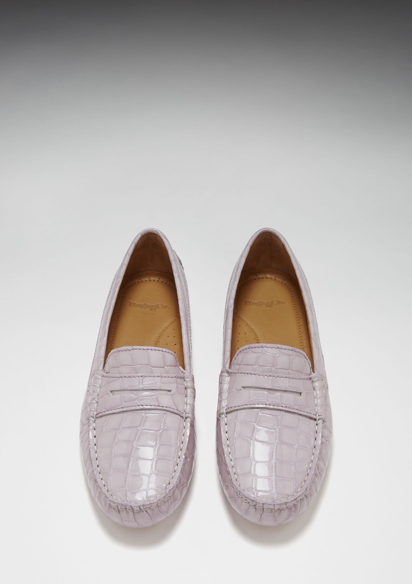 Hugs & Co Womens Penny Driving Loafers Lilac Croc Print EU 36-42 - Pattern Detail - QHA UK