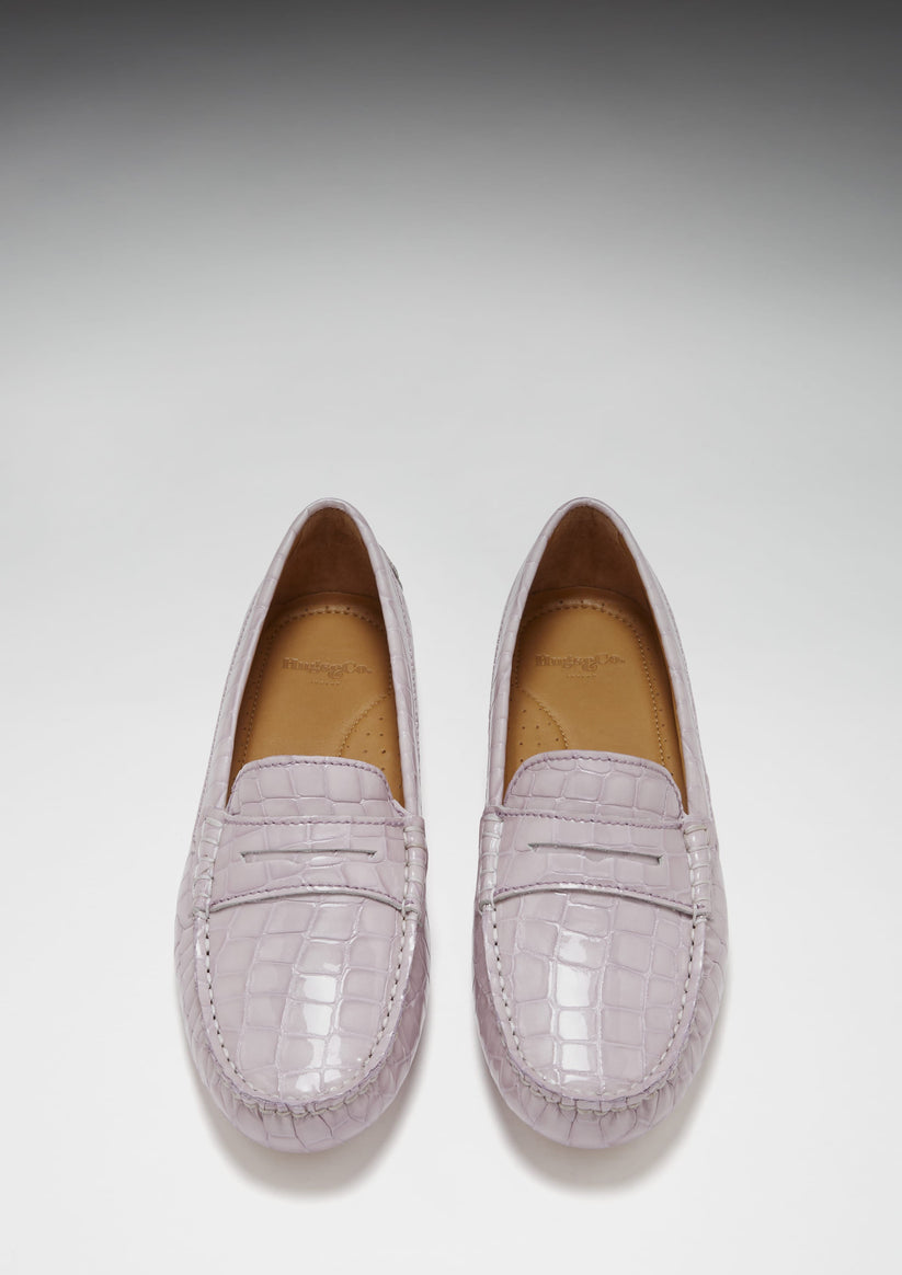 Hugs & Co Womens Penny Driving Loafers Lilac Croc Print EU 36-42 - Pattern Detail - QHA UK