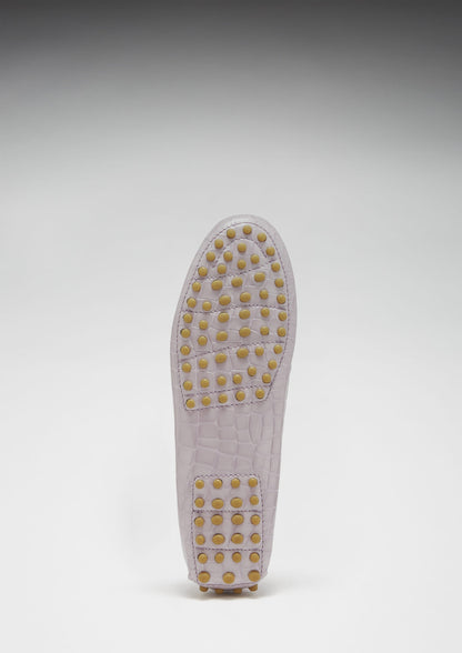 Hugs & Co Womens Penny Driving Loafers Lilac Croc Print EU 36-42 - Pattern Detail - QHA UK
