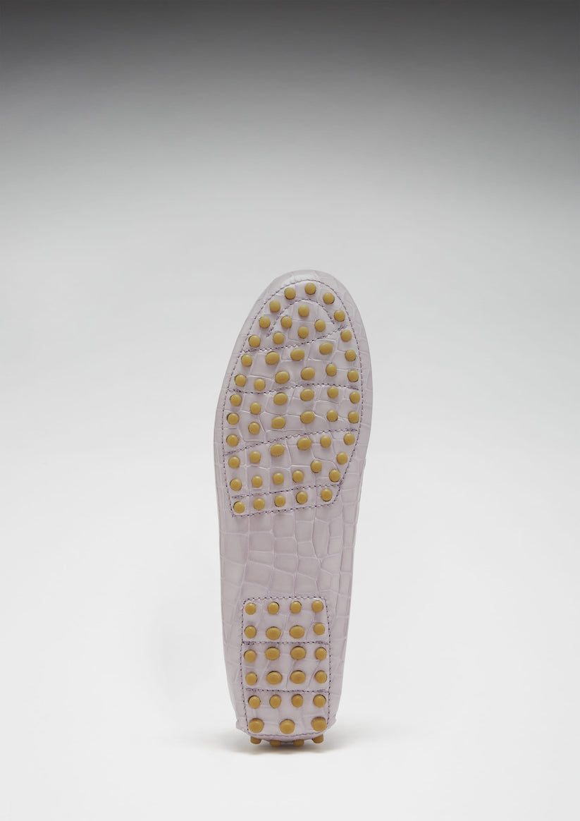 Hugs & Co Womens Penny Driving Loafers Lilac Croc Print EU 36-42 - Pattern Detail - QHA UK