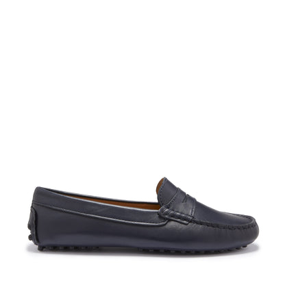 Hugs & Co Womens Penny Driving Loafers Navy Blue Leather EU 36-42 - QHA UK