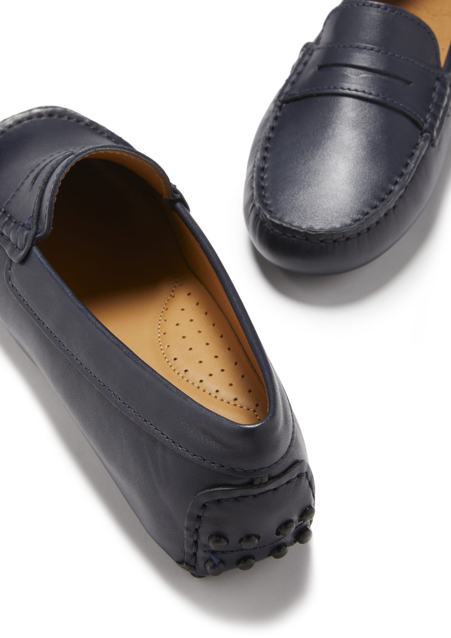 Hugs & Co Womens Penny Driving Loafers Navy Blue Leather EU 36-42 - QHA UK