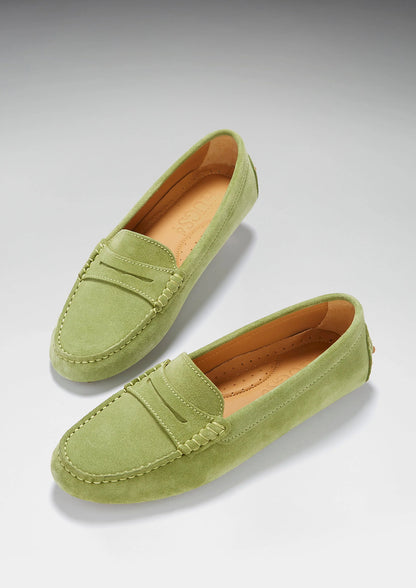 Hugs & Co Womens Penny Driving Loafers Olive Green EU 36-42 - QHA UK