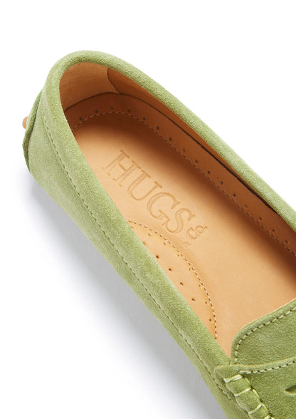 Hugs & Co Womens Penny Driving Loafers Olive Green EU 36-42 - QHA UK