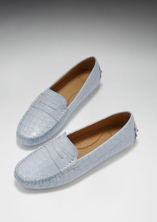 Hugs & Co Womens Penny Driving Loafers Powder Blue Print EU 36-42 - Pattern Detail - QHA UK
