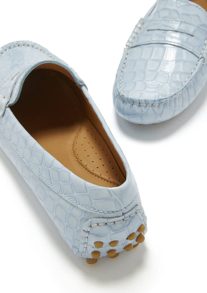 Hugs & Co Womens Penny Driving Loafers Powder Blue Print EU 36-42 - Pattern Detail - QHA UK