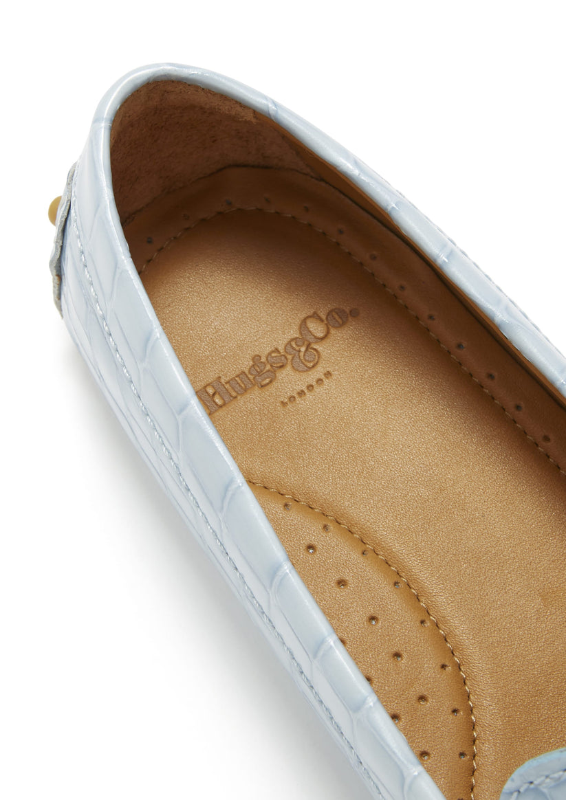 Hugs & Co Womens Penny Driving Loafers Powder Blue Print EU 36-42 - Pattern Detail - QHA UK