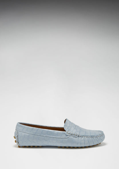 Hugs & Co Womens Penny Driving Loafers Powder Blue Print EU 36-42 - Pattern Detail - QHA UK