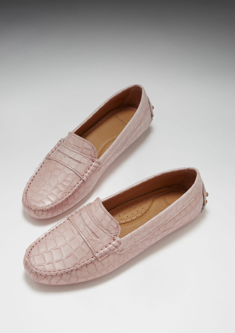 Hugs & Co Womens Penny Driving Loafers Powder Pink Print EU 36-42 - Pattern Detail - QHA UK