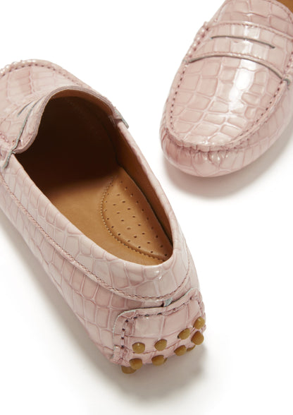 Hugs & Co Womens Penny Driving Loafers Powder Pink Print EU 36-42 - Pattern Detail - QHA UK