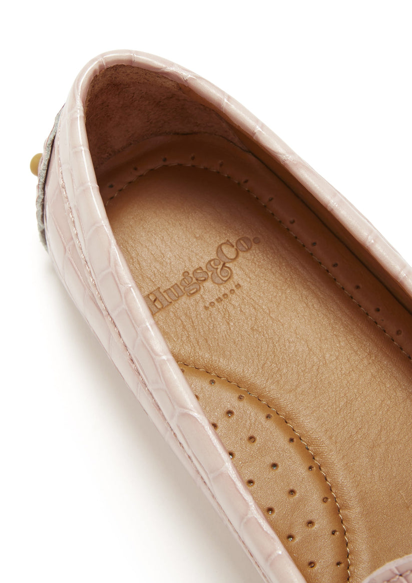 Hugs & Co Womens Penny Driving Loafers Powder Pink Print EU 36-42 - Pattern Detail - QHA UK