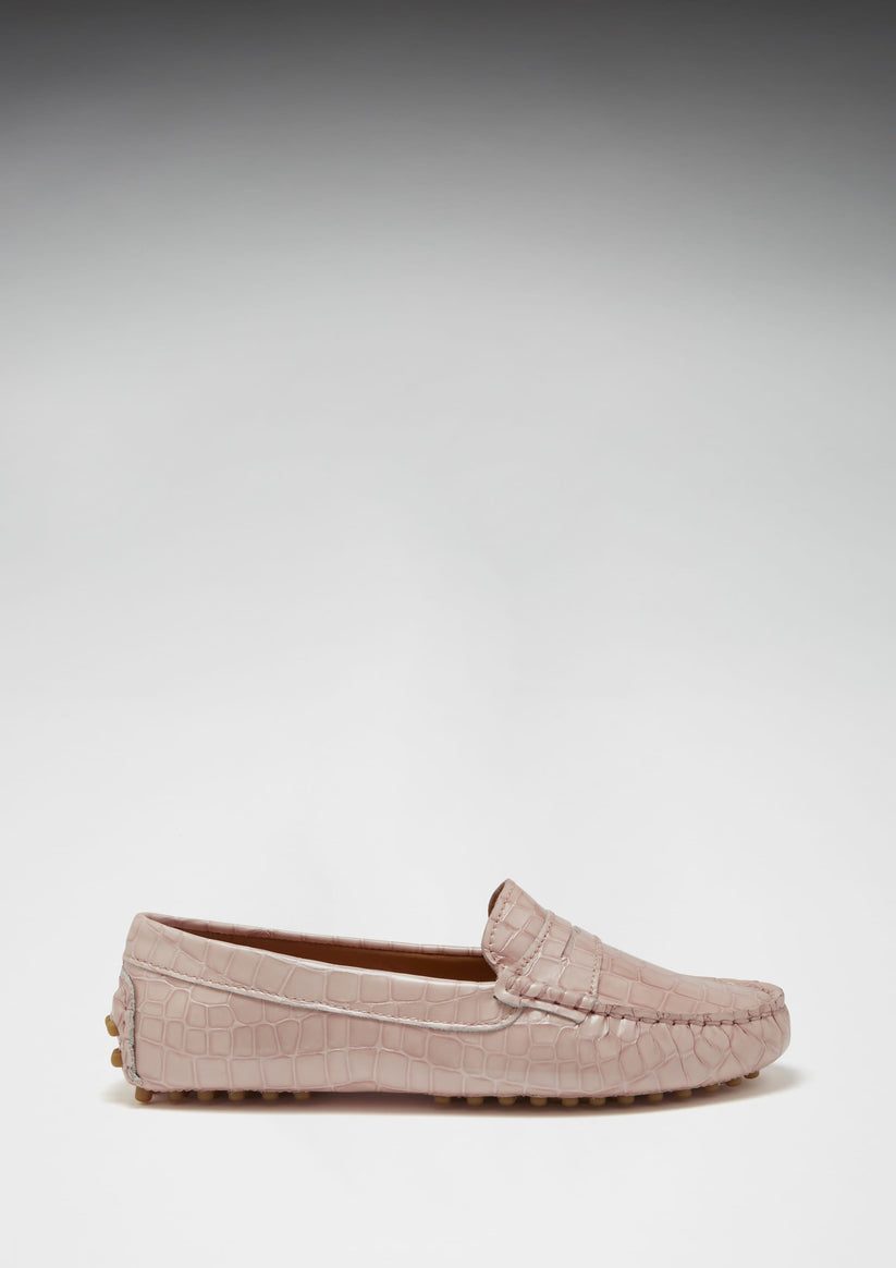 Hugs & Co Womens Penny Driving Loafers Powder Pink Print EU 36-42 - Pattern Detail - QHA UK