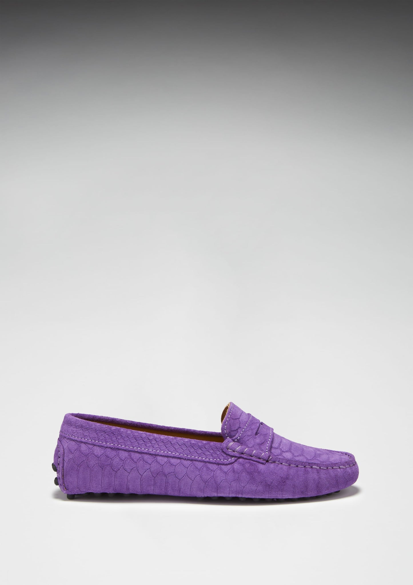 Hugs & Co Womens Penny Driving Loafers Purple Embossed Suede EU 36-42 - QHA UK