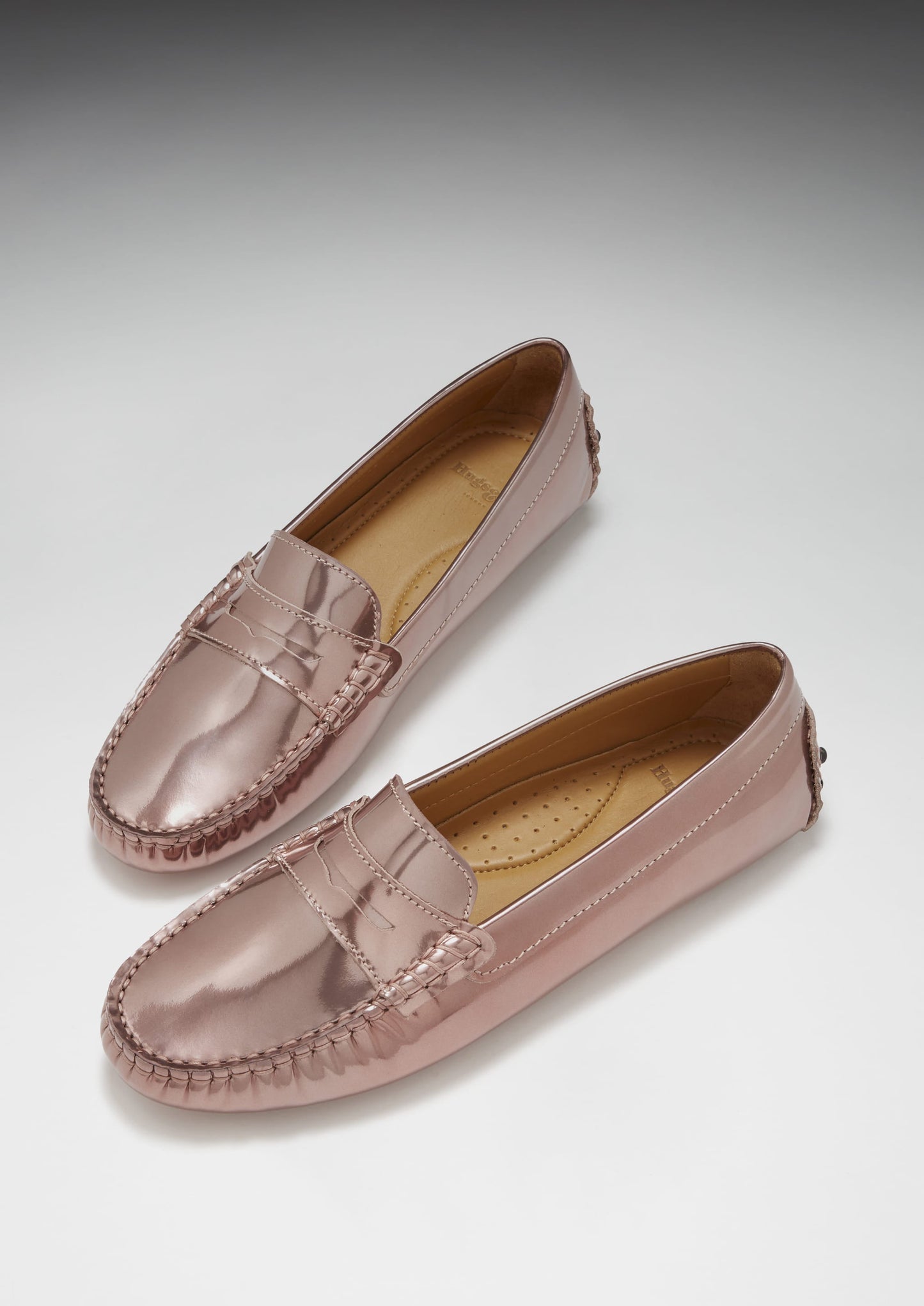 Hugs & Co Womens Penny Driving Loafers Rose Gold Patent EU 36-42 - QHA UK