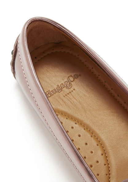 Hugs & Co Womens Penny Driving Loafers Rose Gold Patent EU 36-42 - QHA UK