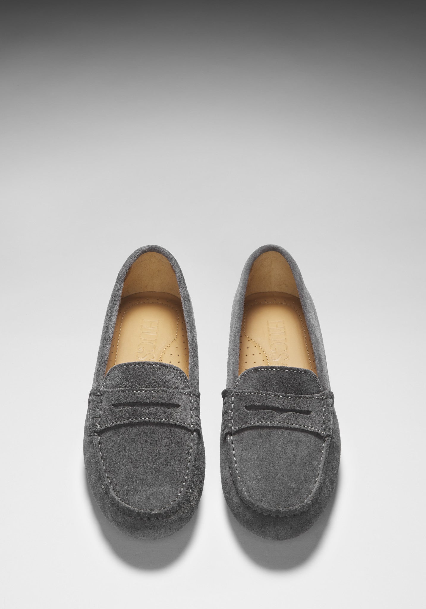 Hugs & Co Womens Penny Driving Loafers Slate Grey Suede EU 36-42 - QHA UK