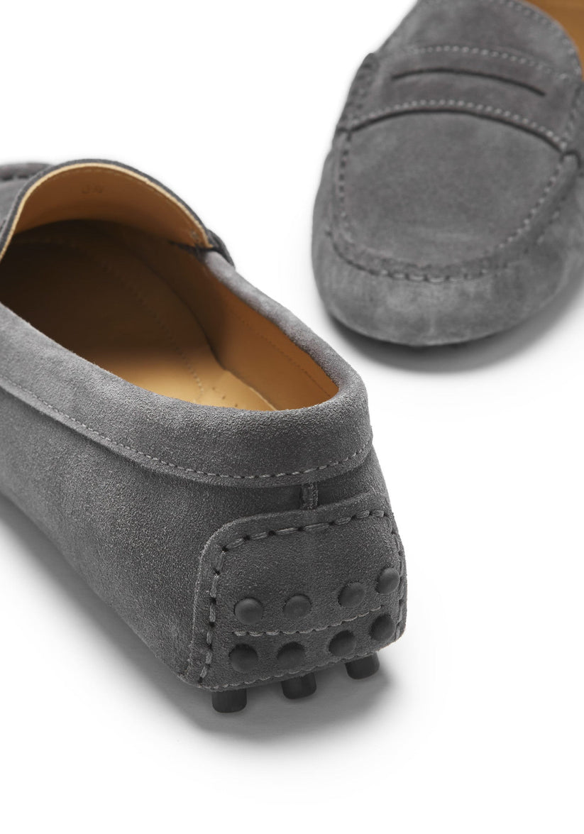 Hugs & Co Womens Penny Driving Loafers Slate Grey Suede EU 36-42 - QHA UK