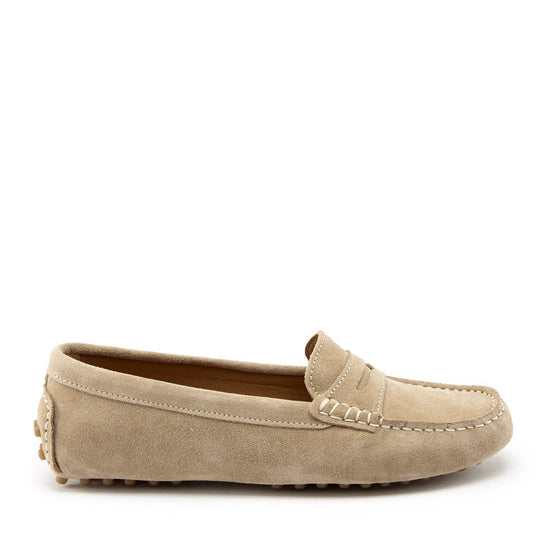 Hugs & Co Womens Penny Driving Loafers Taupe Suede EU 36-42 - QHA UK