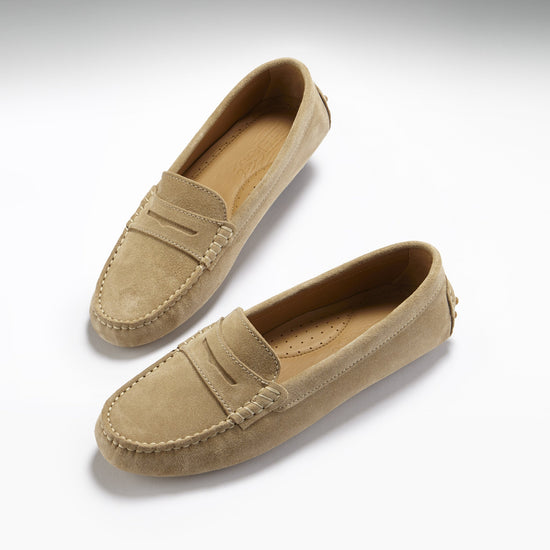 Hugs & Co Womens Penny Driving Loafers Taupe Suede EU 36-42 - QHA UK