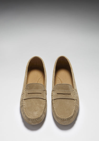 Hugs & Co Womens Penny Driving Loafers Taupe Suede EU 36-42 - QHA UK