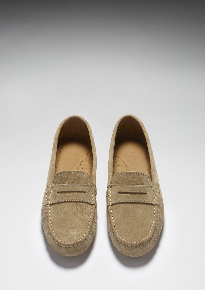 Hugs & Co Womens Penny Driving Loafers Taupe Suede EU 36-42 - QHA UK