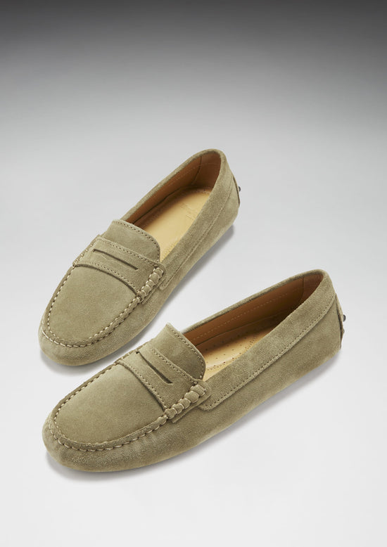 Hugs & Co Womens Penny Driving Loafers Truffle Suede EU 36-42 - QHA UK
