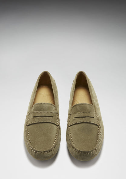 Hugs & Co Womens Penny Driving Loafers Truffle Suede EU 36-42 - QHA UK