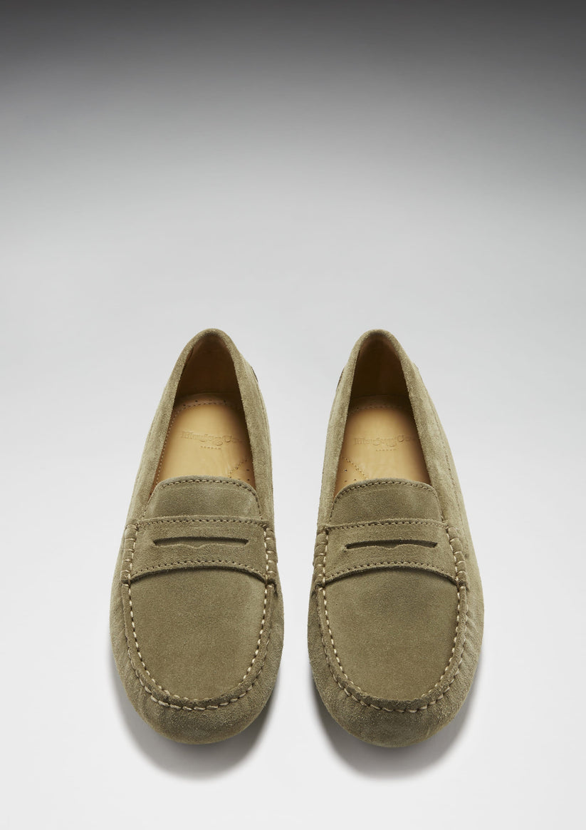 Hugs & Co Womens Penny Driving Loafers Truffle Suede EU 36-42 - QHA UK