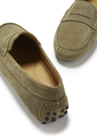 Hugs & Co Womens Penny Driving Loafers Truffle Suede EU 36-42 - QHA UK
