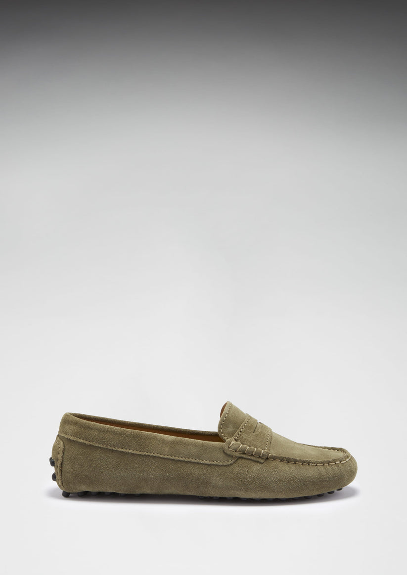 Hugs & Co Womens Penny Driving Loafers Truffle Suede EU 36-42 - QHA UK