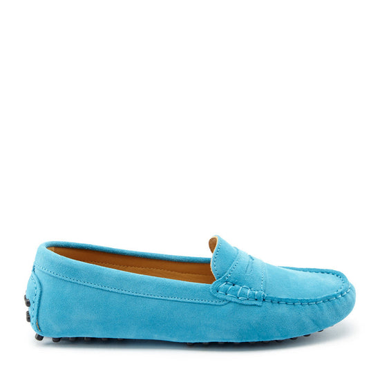 Hugs & Co Womens Penny Driving Loafers Turquoise Suede EU 36-42 - QHA UK